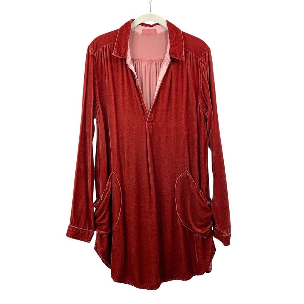 CP Shades Teton velvet tunic top Size S silk blend boho artsy lagenlook